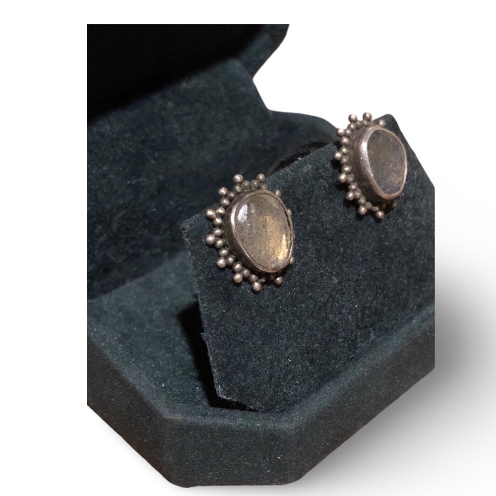 Rainbow Moonstone Stud Earrings - image 3